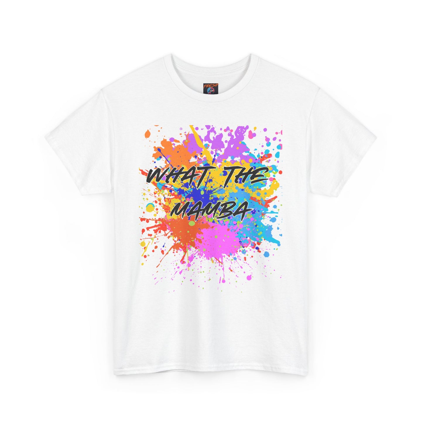 What The Mamba Color Splash Graphic Tee, Unisex Heavy Cotton T-Shirt for Sneakerheads and Hoop Fans, Purple Orange Blue Pink Tee, Basketball