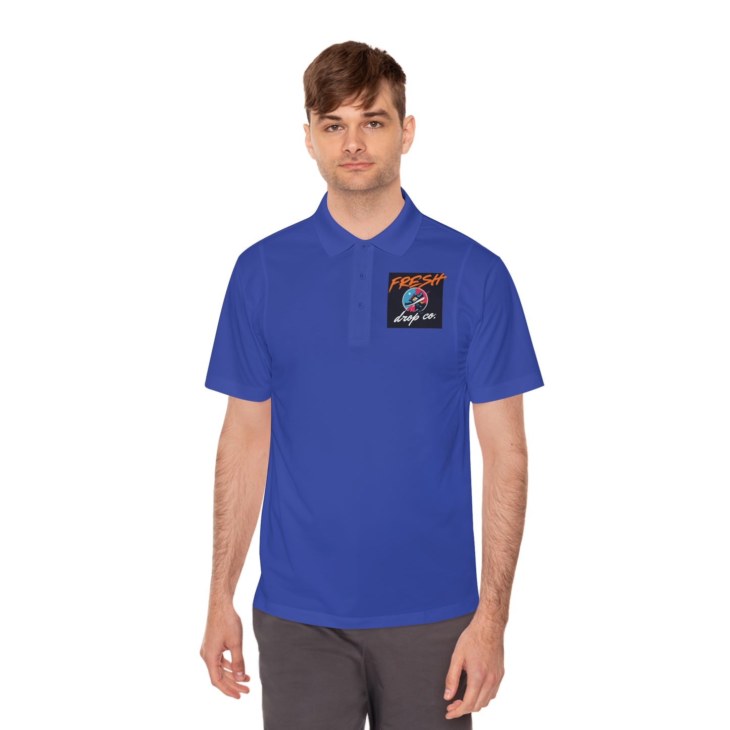 Men's Sport Polo Shirt - Fresh Drop Co Branded Polo with FDCo Logo, Moisture-Wicking, Golf Course Style, Father's Day Gift, Lightweight