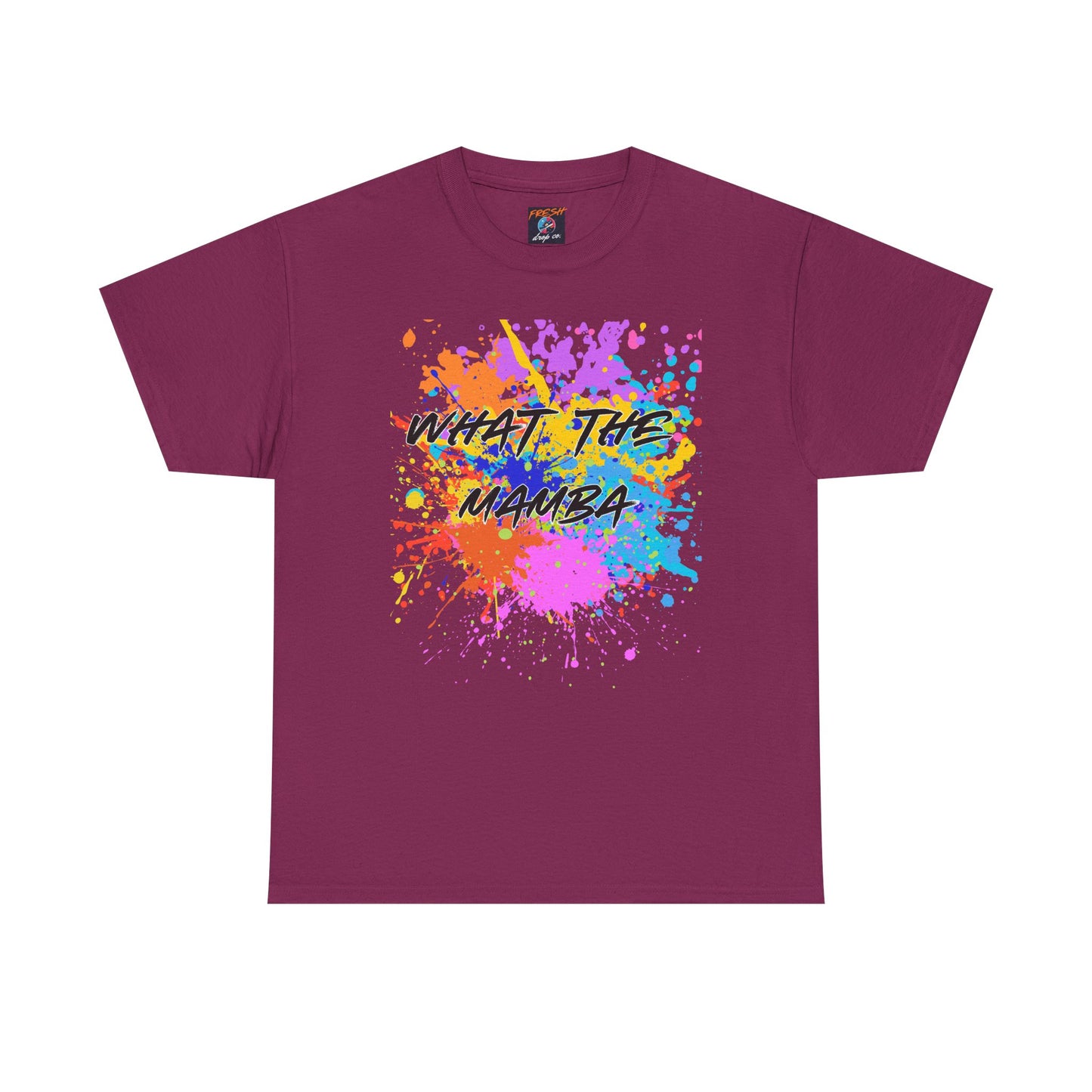What The Mamba Color Splash Graphic Tee, Unisex Heavy Cotton T-Shirt for Sneakerheads and Hoop Fans, Purple Orange Blue Pink Tee, Basketball
