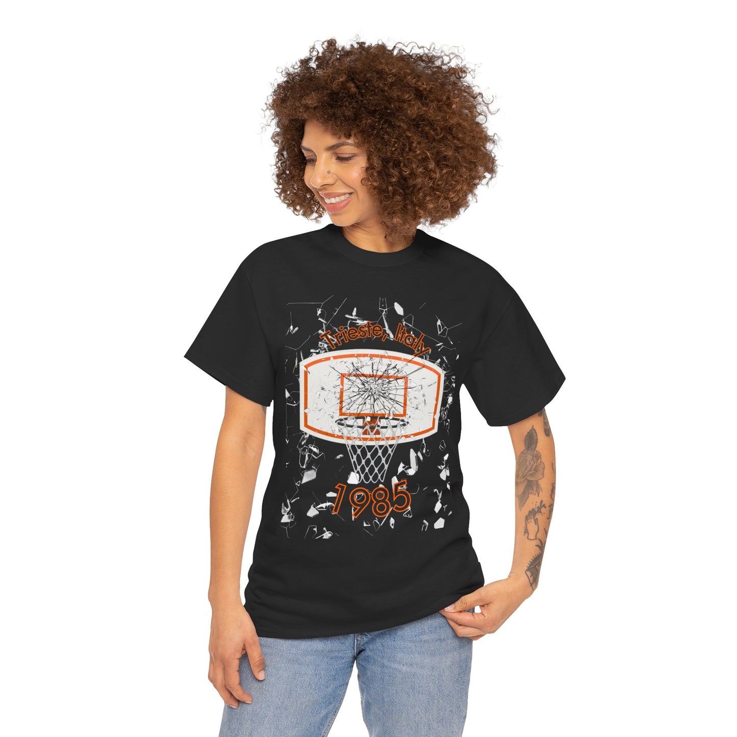 Trieste Italy 1985 broken backboard basketball graphic tee