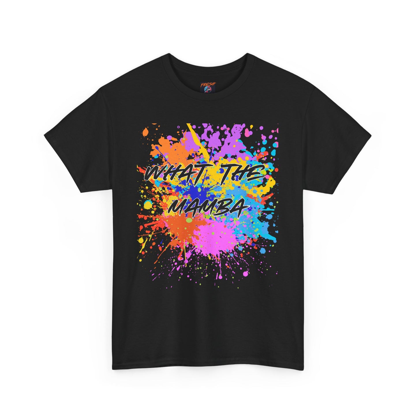 What The Mamba Color Splash Graphic Tee, Unisex Heavy Cotton T-Shirt for Sneakerheads and Hoop Fans, Purple Orange Blue Pink Tee, Basketball