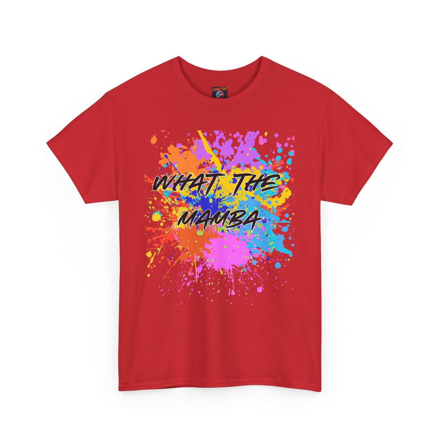 What The Mamba Color Splash Graphic Tee, Unisex Heavy Cotton T-Shirt for Sneakerheads and Hoop Fans, Purple Orange Blue Pink Tee, Basketball