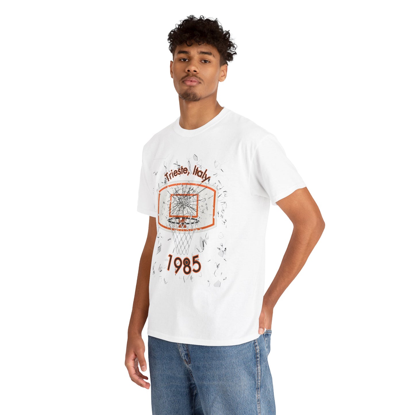 Trieste Italy 1985 broken backboard basketball graphic tee