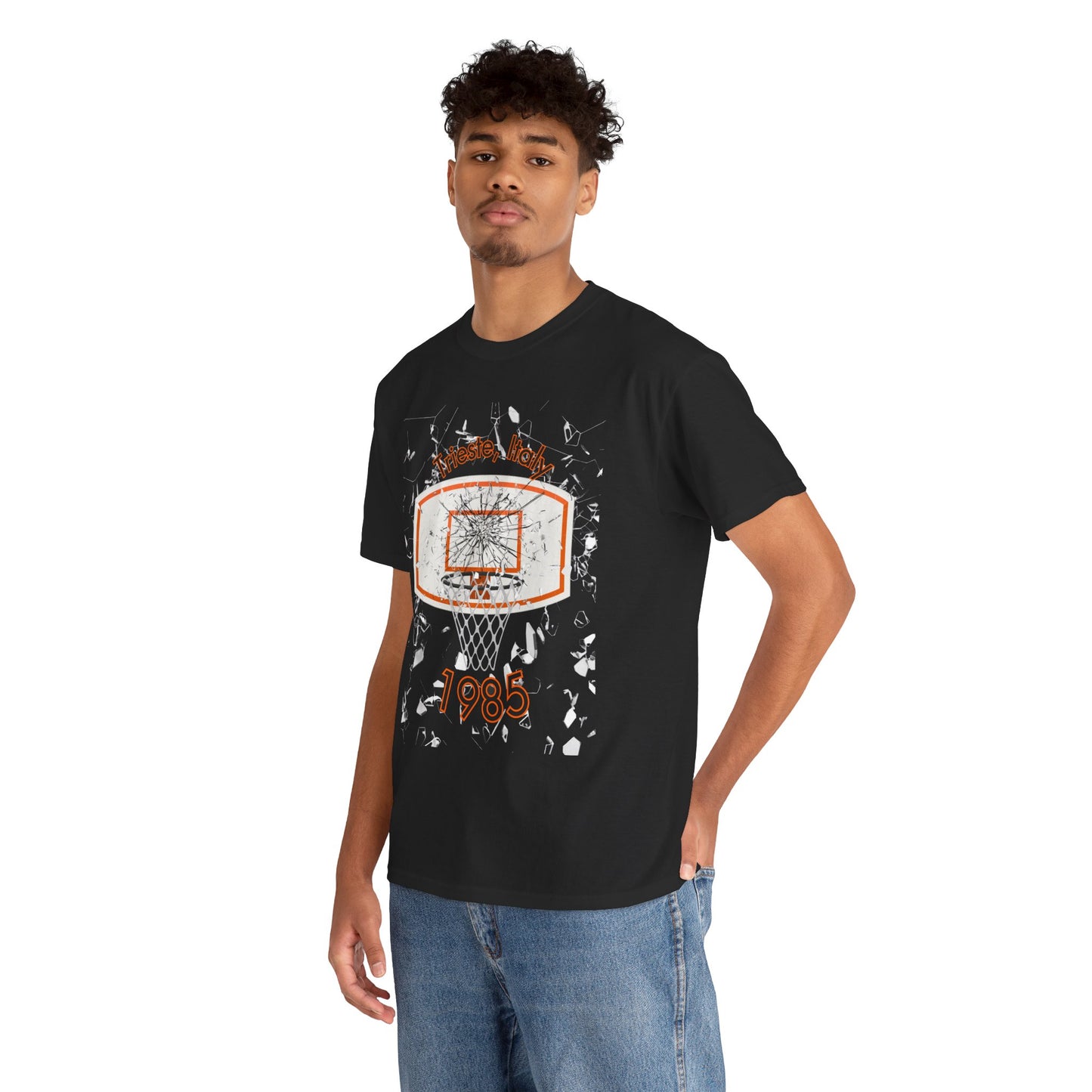 Trieste Italy 1985 broken backboard basketball graphic tee