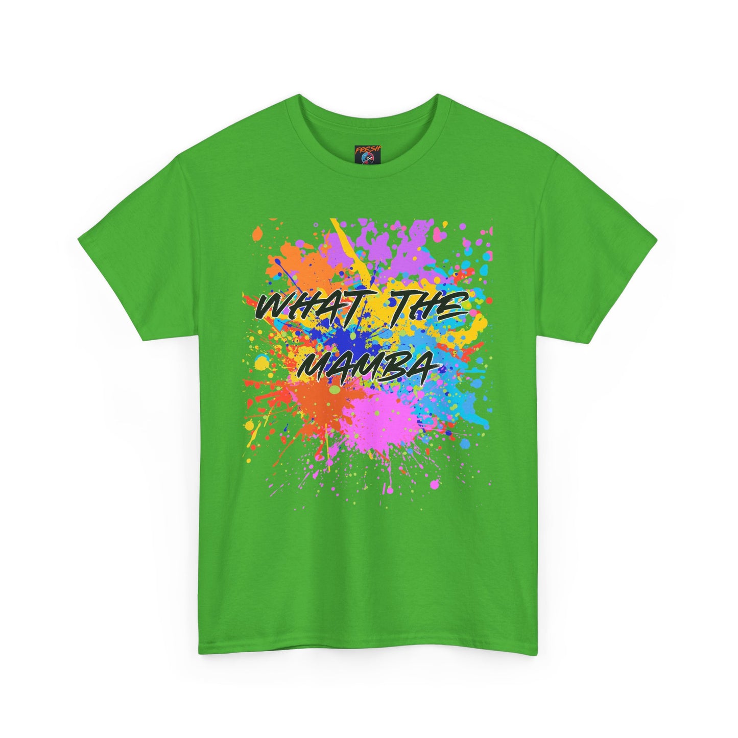 What The Mamba Color Splash Graphic Tee, Unisex Heavy Cotton T-Shirt for Sneakerheads and Hoop Fans, Purple Orange Blue Pink Tee, Basketball