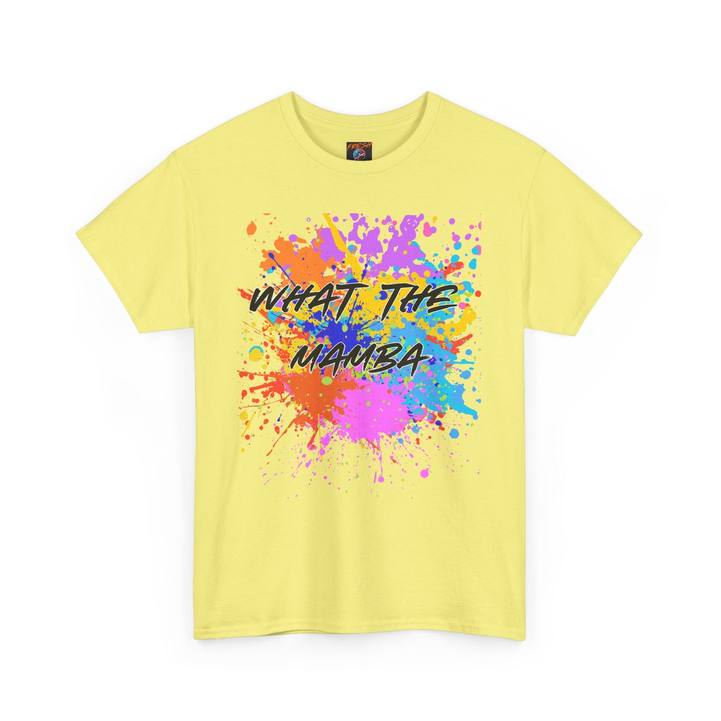 What The Mamba Color Splash Graphic Tee, Unisex Heavy Cotton T-Shirt for Sneakerheads and Hoop Fans, Purple Orange Blue Pink Tee, Basketball