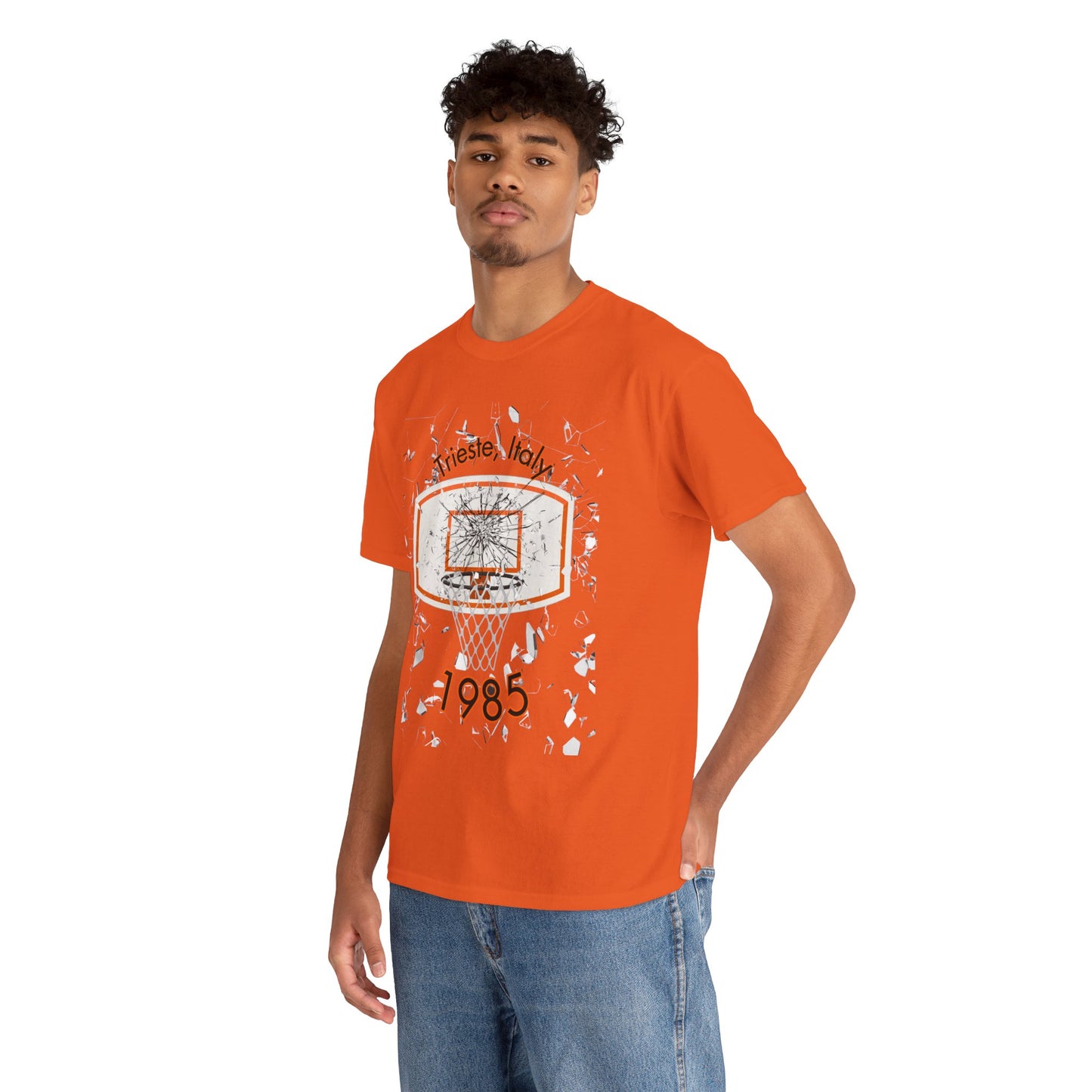 Trieste Italy 1985 broken backboard basketball graphic tee