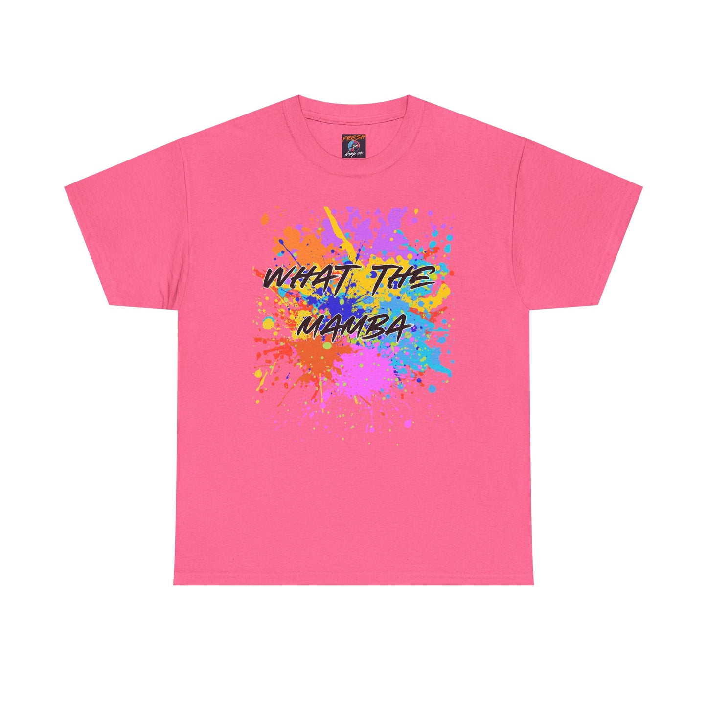 What The Mamba Color Splash Graphic Tee, Unisex Heavy Cotton T-Shirt for Sneakerheads and Hoop Fans, Purple Orange Blue Pink Tee, Basketball