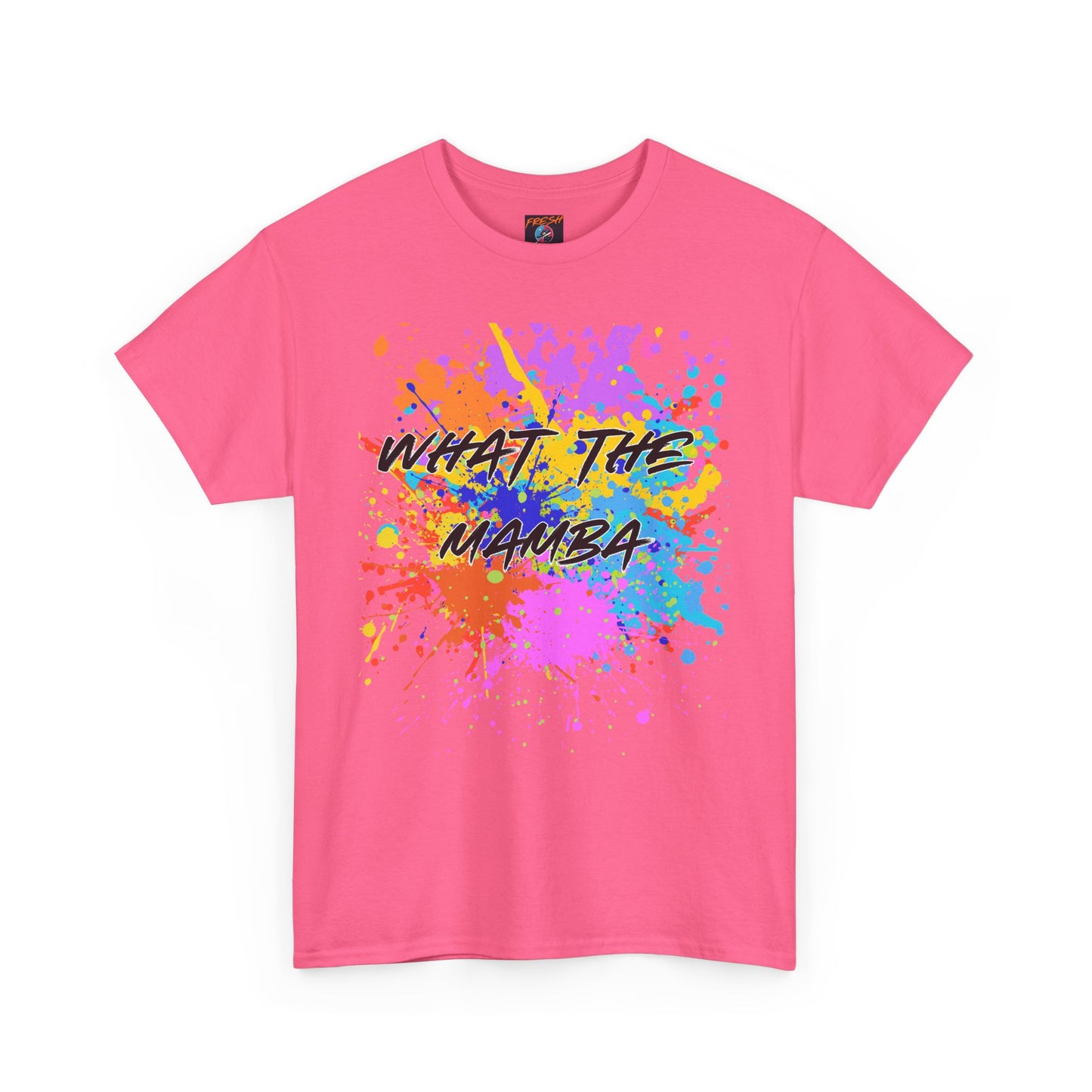What The Mamba Color Splash Graphic Tee, Unisex Heavy Cotton T-Shirt for Sneakerheads and Hoop Fans, Purple Orange Blue Pink Tee, Basketball