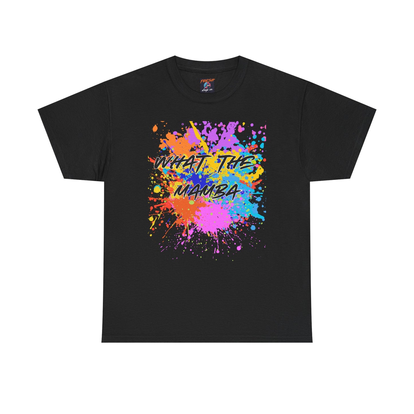 What The Mamba Color Splash Graphic Tee, Unisex Heavy Cotton T-Shirt for Sneakerheads and Hoop Fans, Purple Orange Blue Pink Tee, Basketball