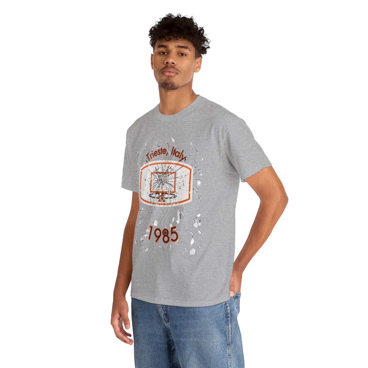 Trieste Italy 1985 broken backboard basketball graphic tee