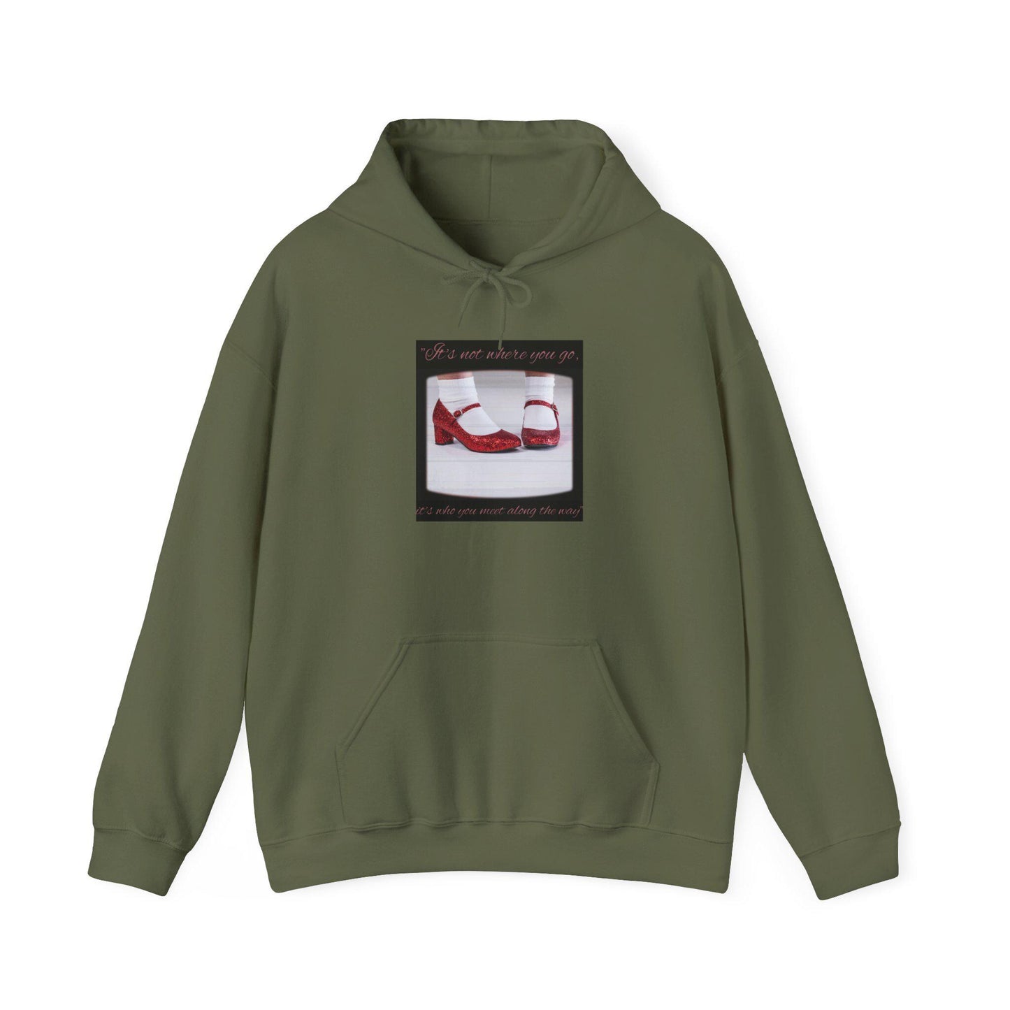 Wizard of Oz Inspired Hooded Sweatshirt, Ruby Red Slippers Design, Cozy and Stylish Unisex Hoodie for Sneakerheads and Fans of Classic
