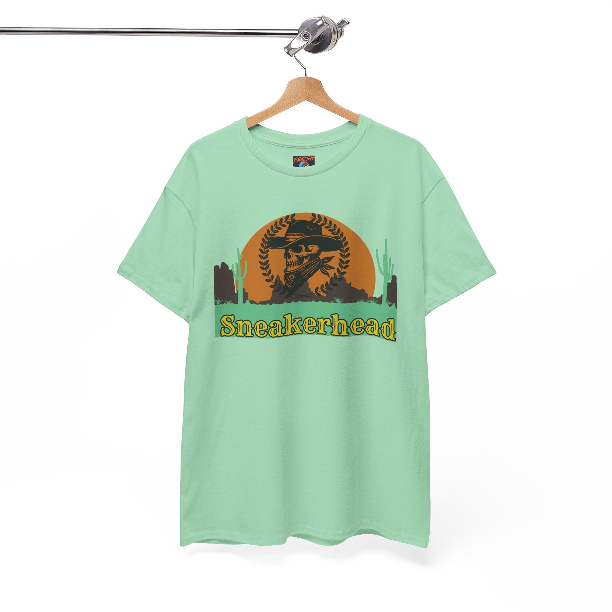 Outlaw graphic tee with laurel crown and cowboy theme – sneaker match for SB Dunk BHM