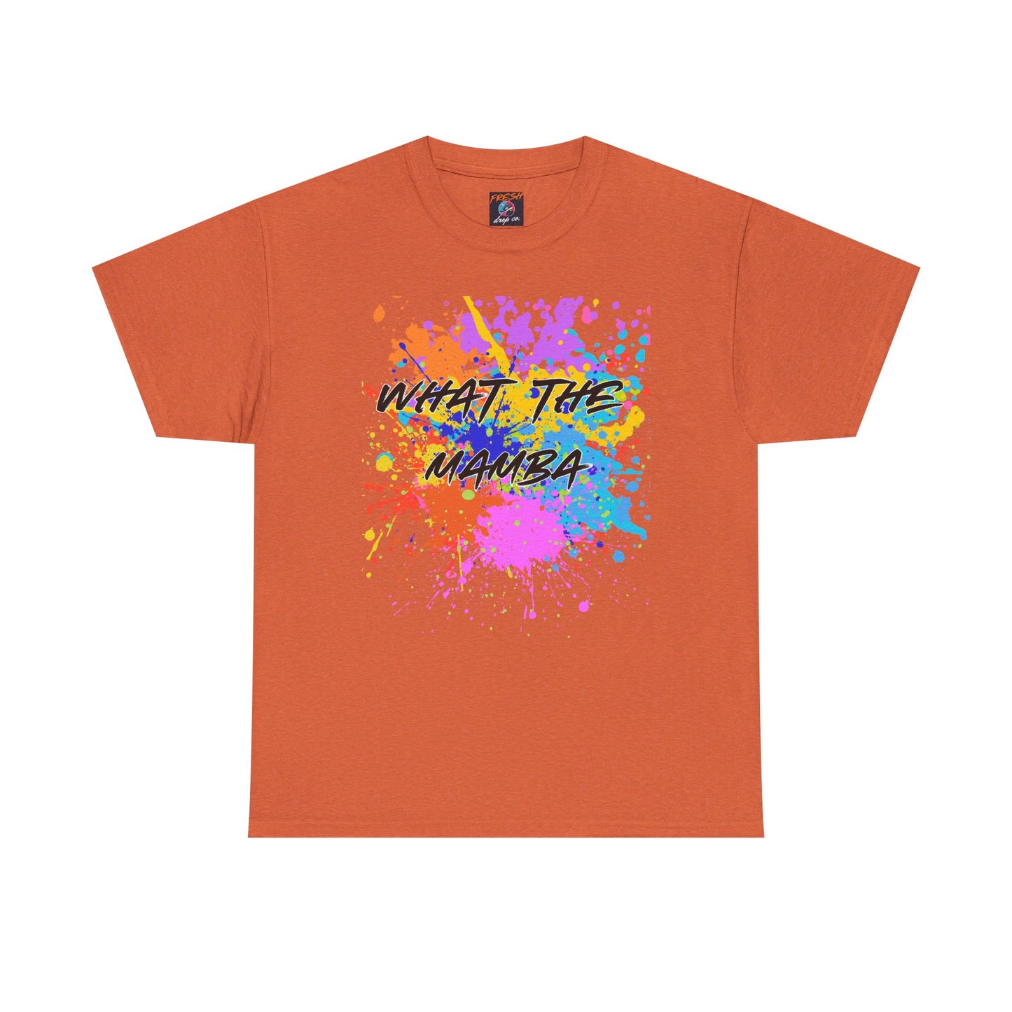What The Mamba Color Splash Graphic Tee, Unisex Heavy Cotton T-Shirt for Sneakerheads and Hoop Fans, Purple Orange Blue Pink Tee, Basketball