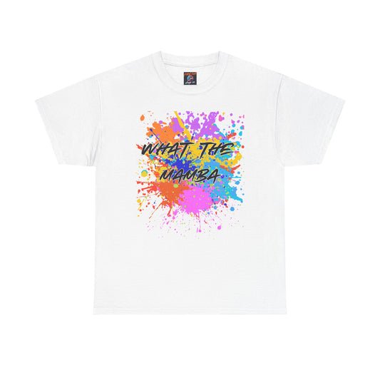 What The Mamba Color Splash Graphic Tee, Unisex Heavy Cotton T-Shirt for Sneakerheads and Hoop Fans, Purple Orange Blue Pink Tee, Basketball