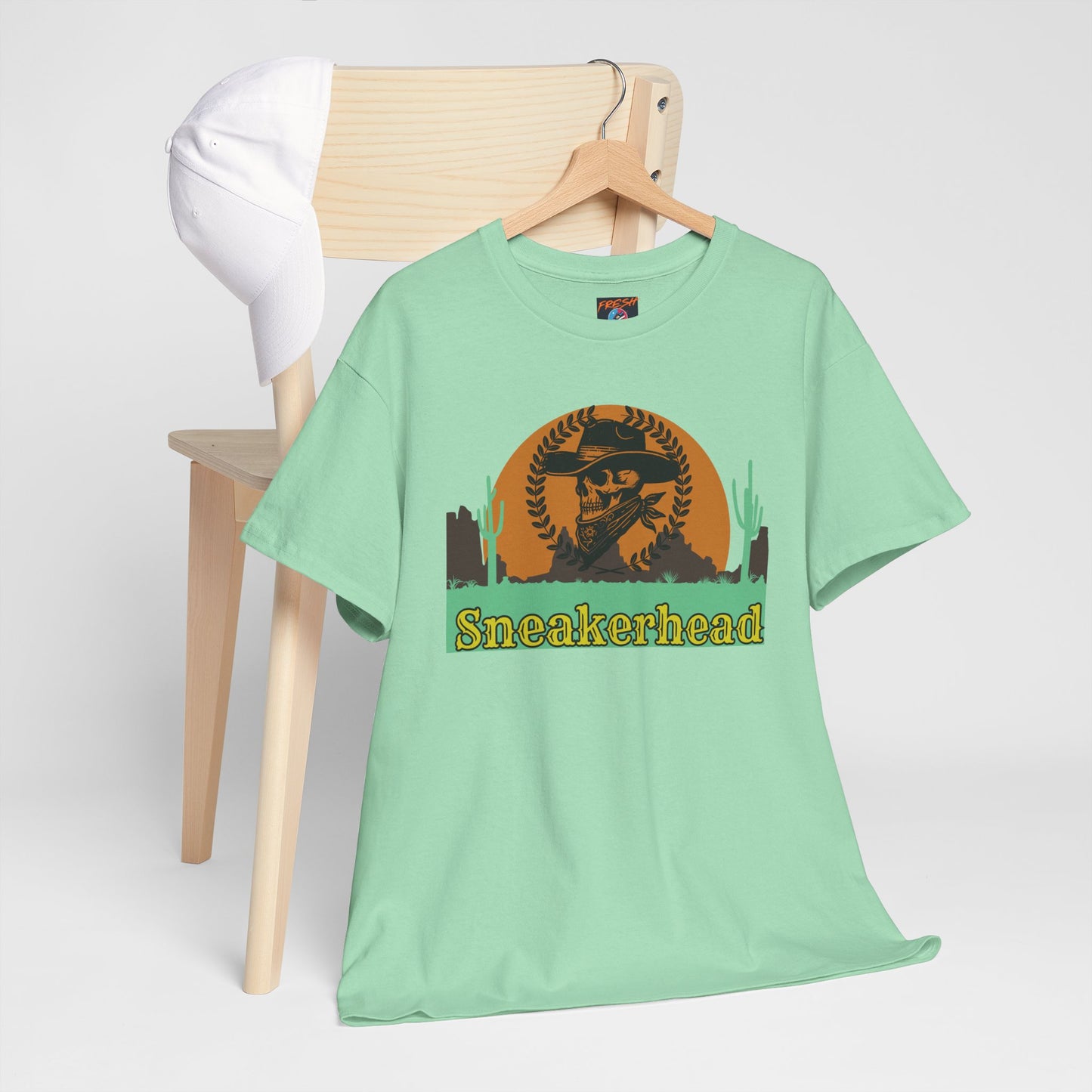 Western outlaw sneakerhead tee with skull cowboy graphic – designed to match Nike SB Dunk Low Rodeo