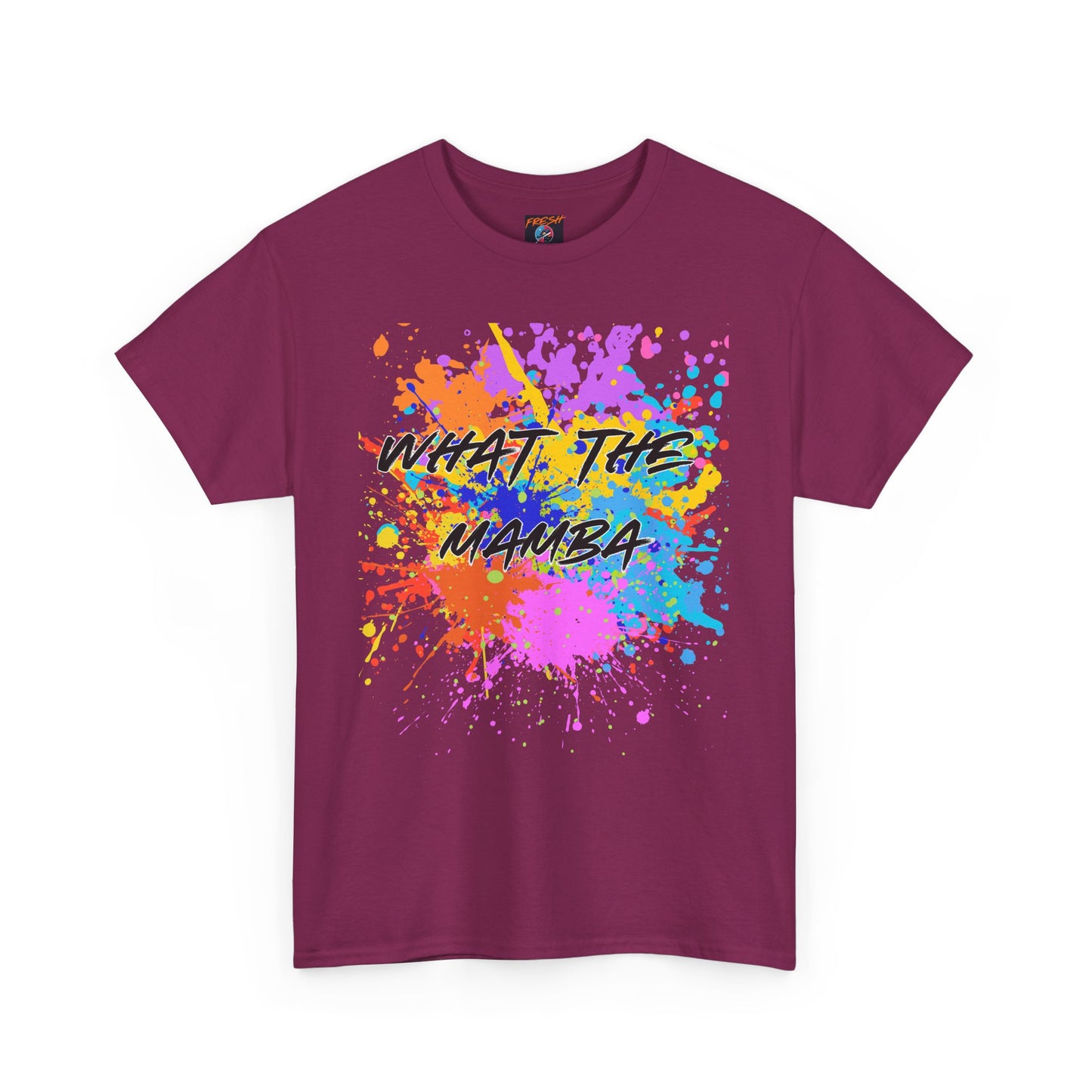 What The Mamba Color Splash Graphic Tee, Unisex Heavy Cotton T-Shirt for Sneakerheads and Hoop Fans, Purple Orange Blue Pink Tee, Basketball