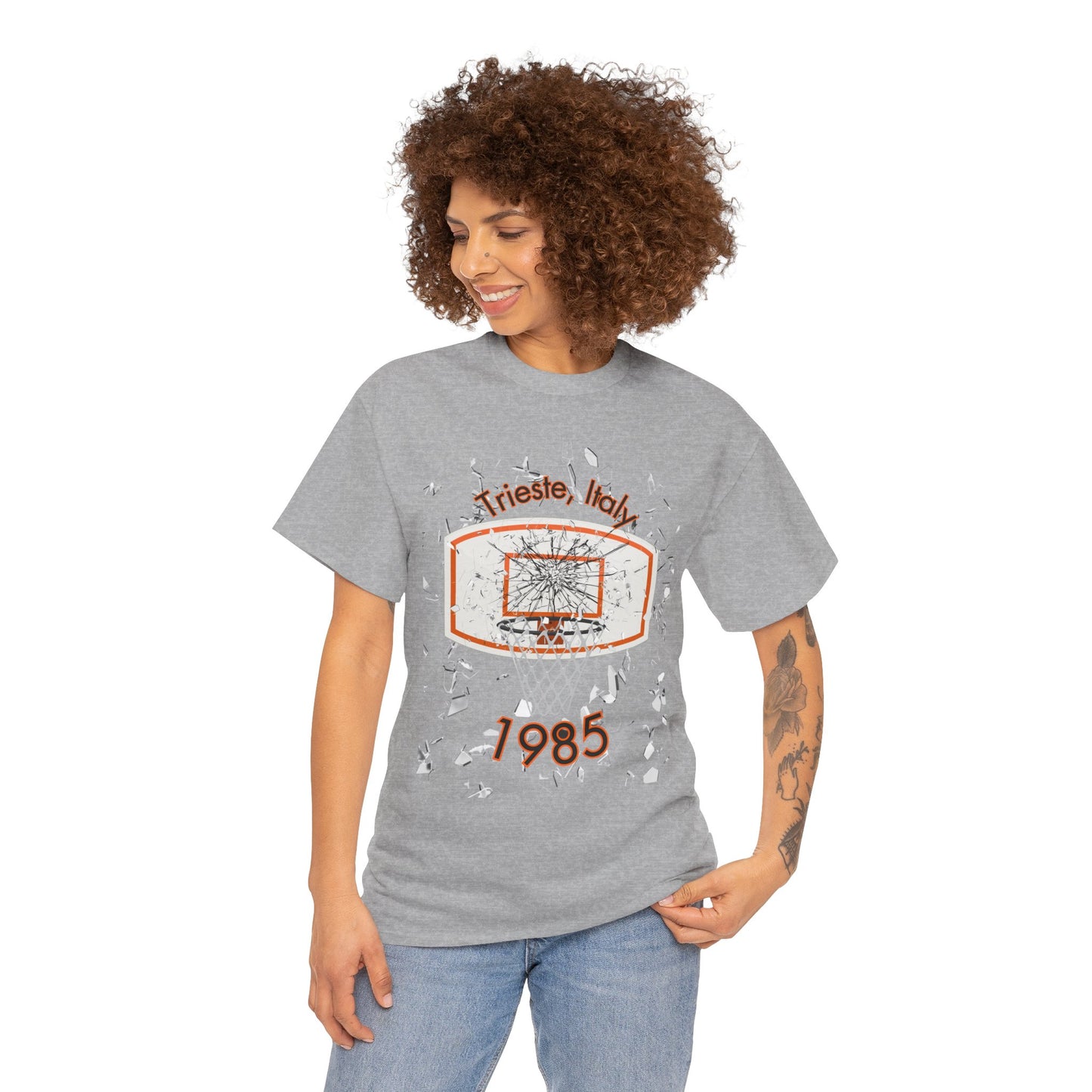 Trieste Italy 1985 broken backboard basketball graphic tee