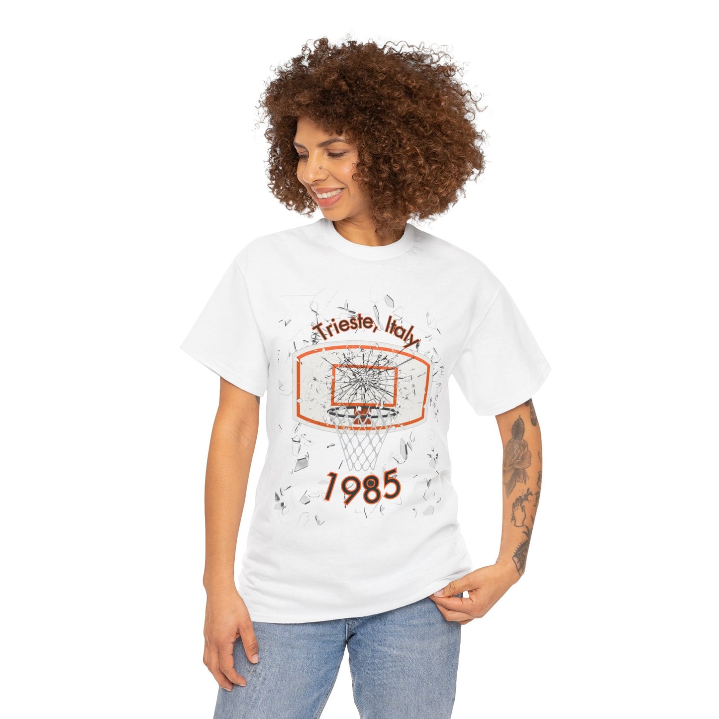 Trieste Italy 1985 broken backboard basketball graphic tee