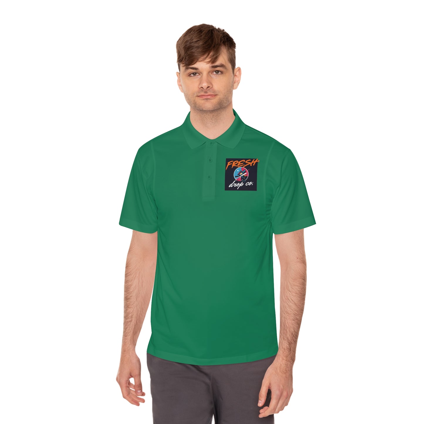 Men's Sport Polo Shirt - Fresh Drop Co Branded Polo with FDCo Logo, Moisture-Wicking, Golf Course Style, Father's Day Gift, Lightweight