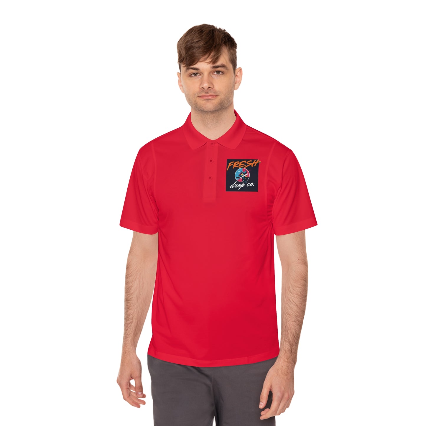 Men's Sport Polo Shirt - Fresh Drop Co Branded Polo with FDCo Logo, Moisture-Wicking, Golf Course Style, Father's Day Gift, Lightweight