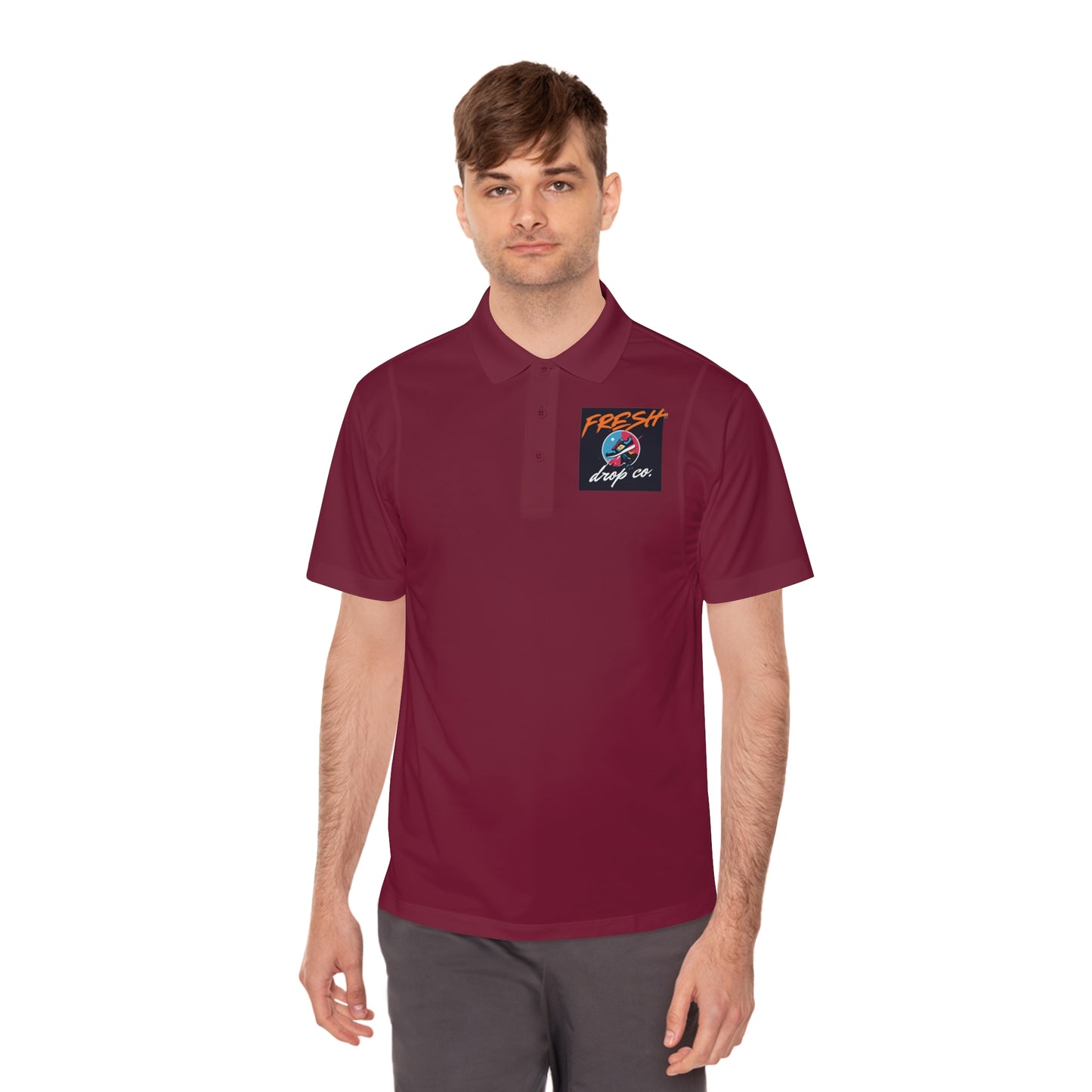 Men's Sport Polo Shirt - Fresh Drop Co Branded Polo with FDCo Logo, Moisture-Wicking, Golf Course Style, Father's Day Gift, Lightweight