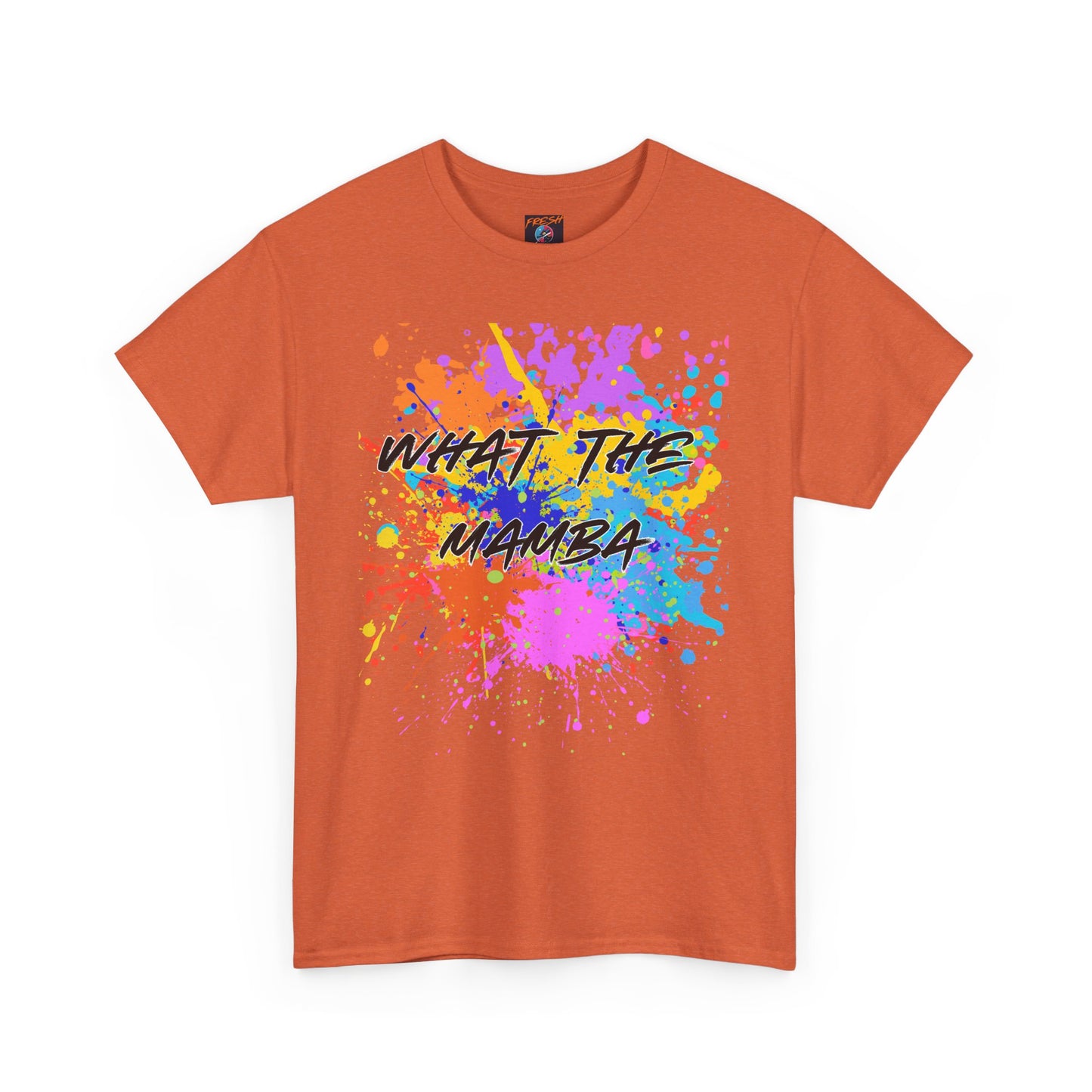 What The Mamba Color Splash Graphic Tee, Unisex Heavy Cotton T-Shirt for Sneakerheads and Hoop Fans, Purple Orange Blue Pink Tee, Basketball