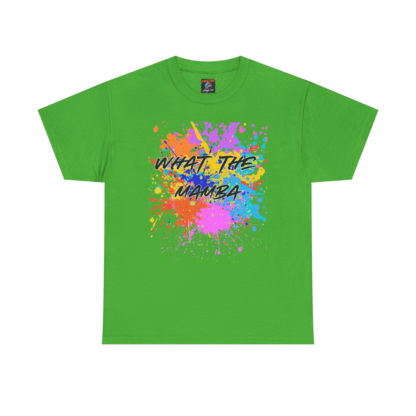 What The Mamba Color Splash Graphic Tee, Unisex Heavy Cotton T-Shirt for Sneakerheads and Hoop Fans, Purple Orange Blue Pink Tee, Basketball