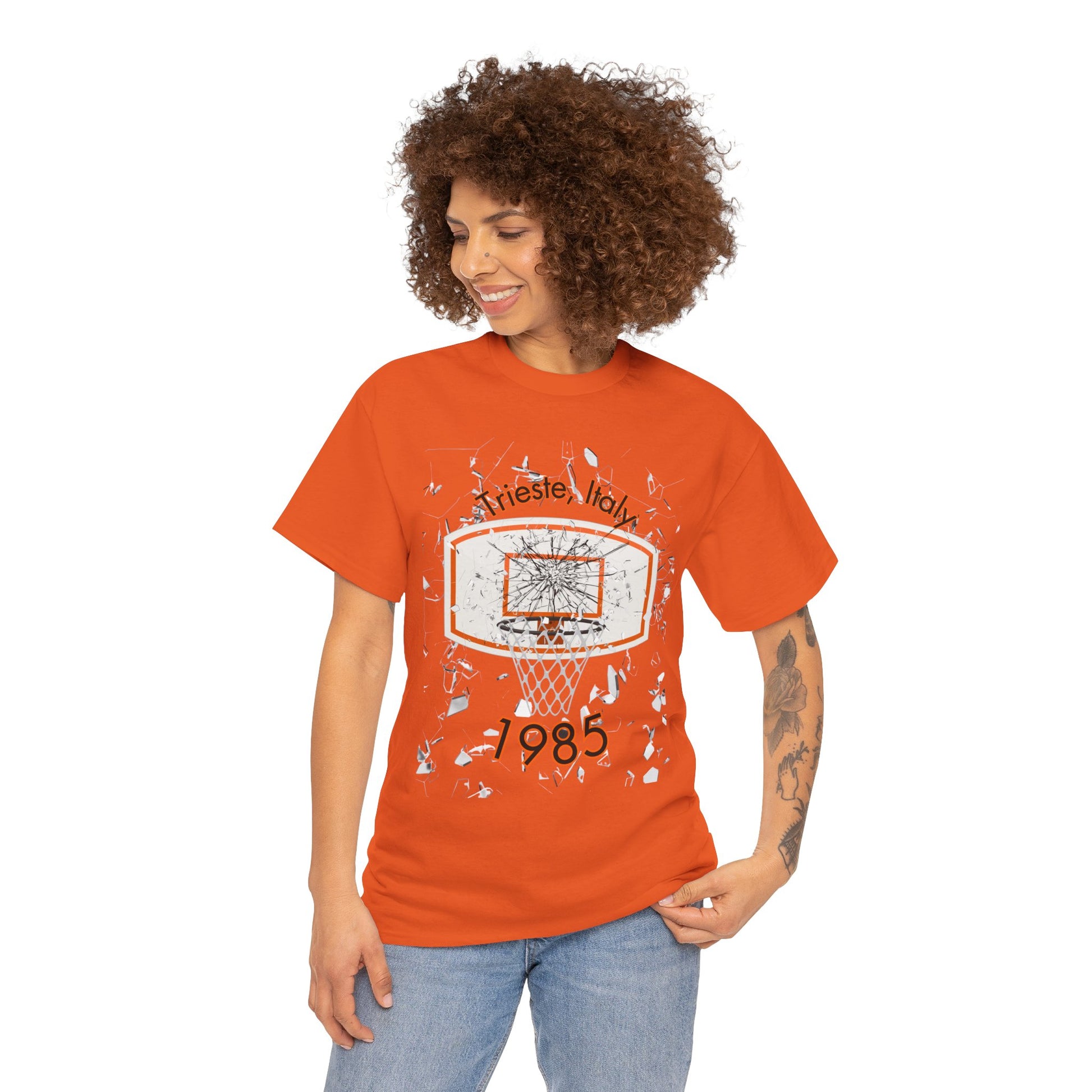 Trieste Italy 1985 broken backboard basketball graphic tee