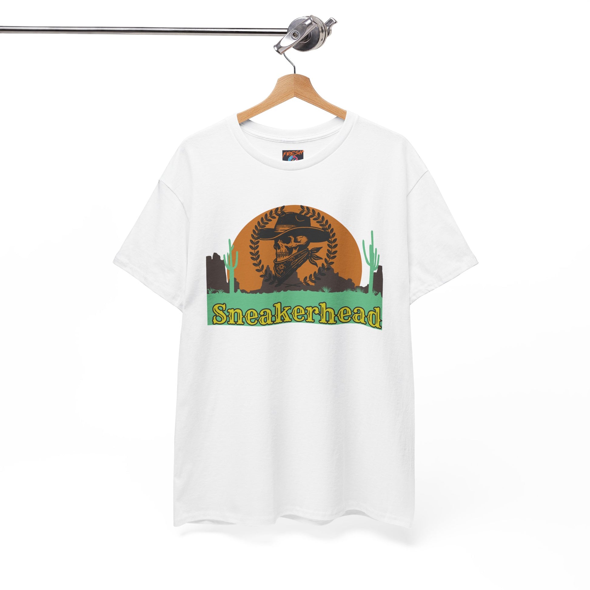 Outlaw graphic tee with laurel crown and cowboy theme – sneaker match for SB Dunk BHM