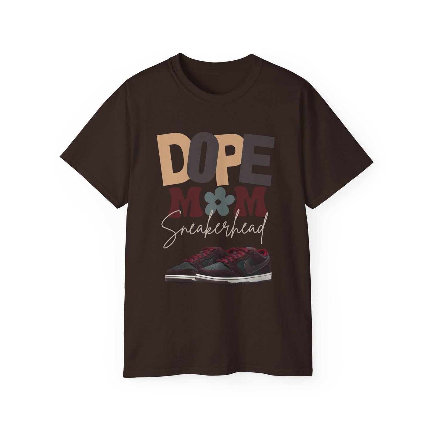 Dope Mom Sneakerhead Unisex Tee, Retro Typography Football Style Tee, Graphic Sneaker Tee, Burgundy Green Mom Shirt, Streetwear Tee