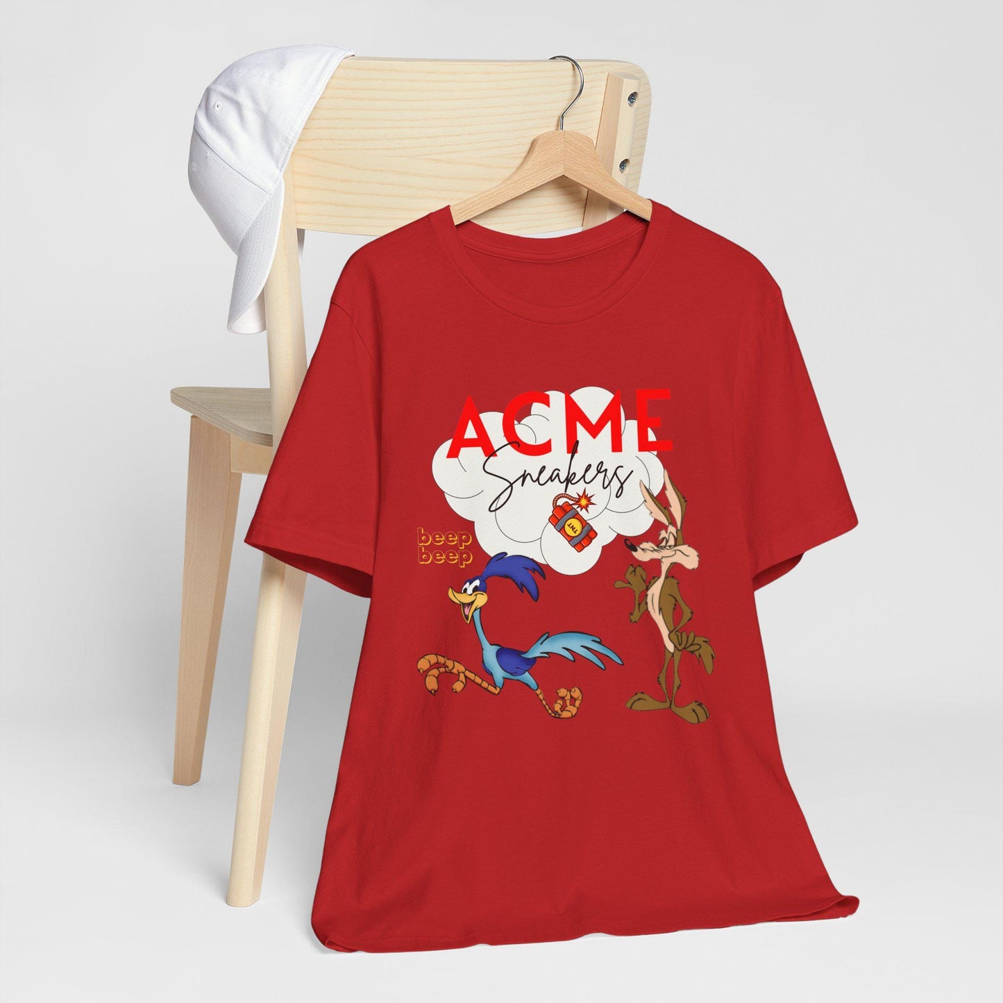 ACME Sneakers T-Shirt - Looney Tunes Inspired Tee for Sneakerheads and Space Jam Fans, Unisex Jersey Top with Wile E Coyote & Road Runner