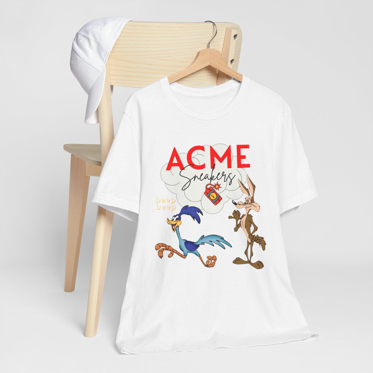 ACME Sneakers T-Shirt - Looney Tunes Inspired Tee for Sneakerheads and Space Jam Fans, Unisex Jersey Top with Wile E Coyote & Road Runner