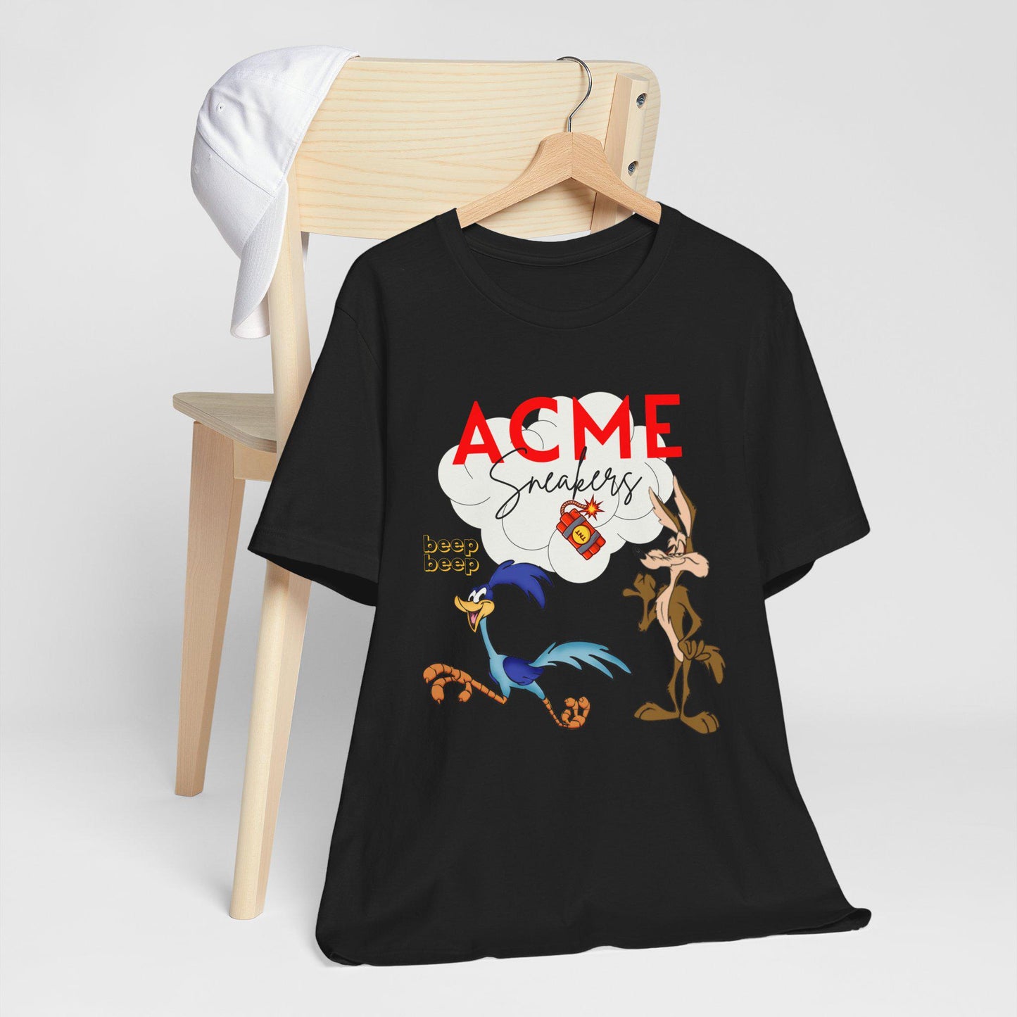 ACME Sneakers T-Shirt - Looney Tunes Inspired Tee for Sneakerheads and Space Jam Fans, Unisex Jersey Top with Wile E Coyote & Road Runner