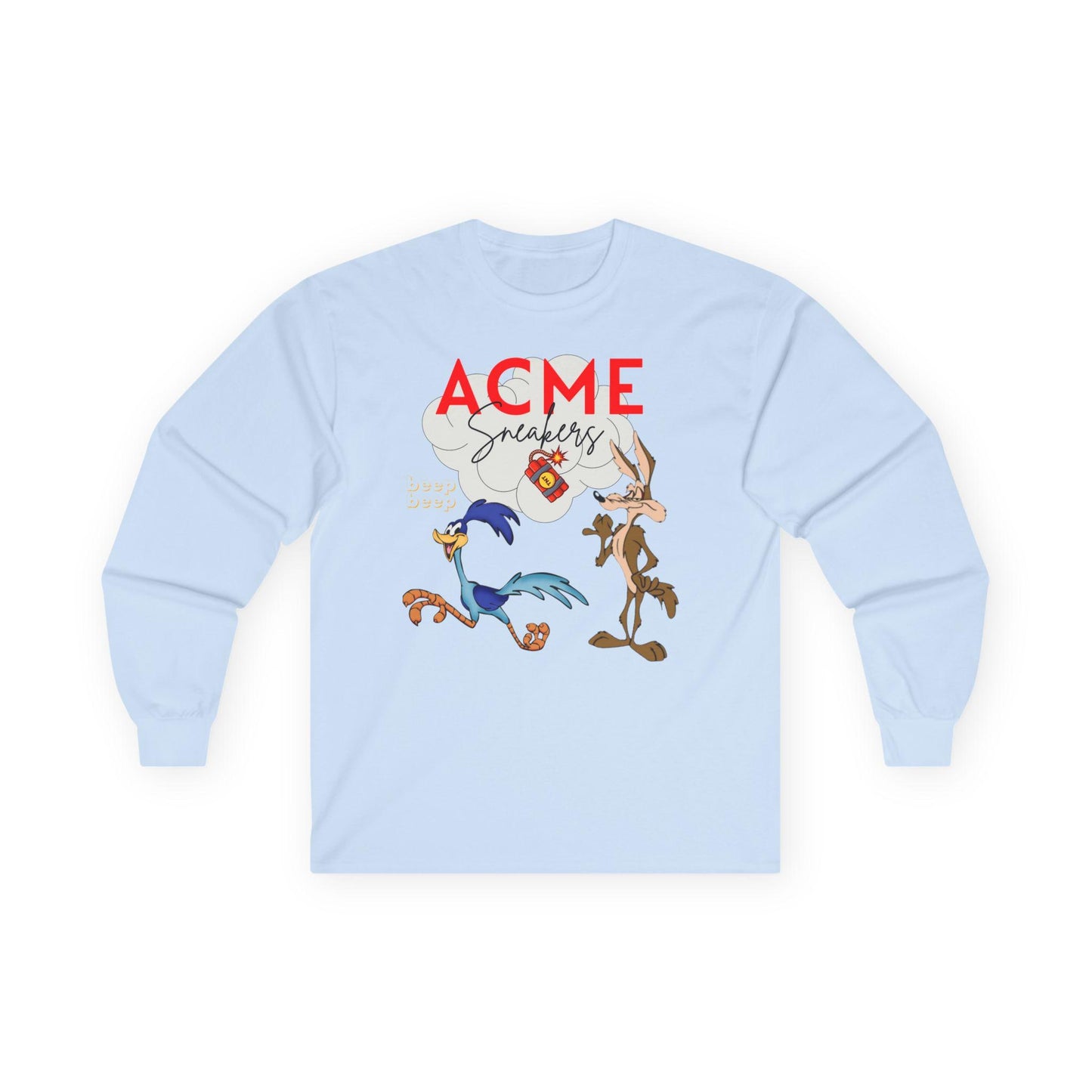 Looney Tunes ACME Sneakers Long Sleeve Tee for LeBron x Space Jam Fans, Unisex Cotton Shirt