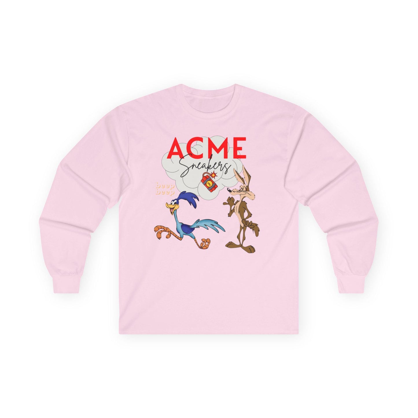 Looney Tunes ACME Sneakers Long Sleeve Tee for LeBron x Space Jam Fans, Unisex Cotton Shirt